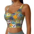 thumbnail image 2 of Gukieu Hawaiian Style Print Women's Sports Vest, Low-neck U-shaped Removable Pad Sports Bra for Yoga, Exercise, Dance-XX-Large, 2 of 8