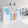 thumbnail image 2 of mDesign Plastic Bathroom Countertop Toothbrush Storage Organizer Stand - White, 2 of 6