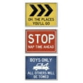 thumbnail image 3 of Stupell Industries Distressed Street Signs Boy's Room Transportation Theme Framed Wall Art Design by Daphne Polselli, 3 Piece, 16" x 20", Black Framed, 3 of 5
