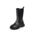 thumbnail image 4 of Kids Boots Girls Fall And Winter Solid Color Zipper Mid-Calf Leather Boots Fashionable Student Boots For Little Girls Princess Boots Casual And Versatile With Lining Shoes, 4 of 8