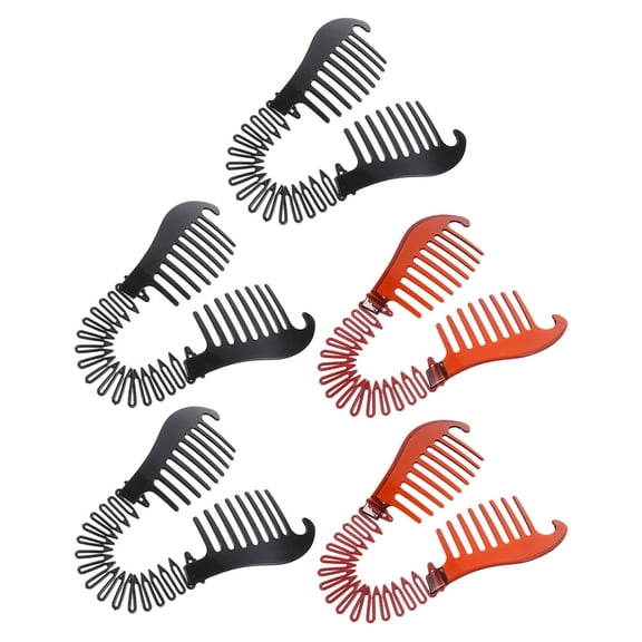 OFFIGAM 5Pcs Lightweight Plastic Banana Hair Clips Assorted Color for Quick Ponytail Fix