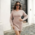 thumbnail image 4 of Jdlsppl Women's Sweater Dress Long Sleeve Knit Knitted Dresses Slim Fit Winter Casual Spring Pink Small, 4 of 4