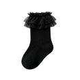 thumbnail image 4 of Dweltoz 2 pairs Girls Ruffle Socks Toddler Lace Frilly Dress Socks with Big Ruffles Cute Princess Style Cotton Crew Socks for Little Kids Girls 0-10 Years, 4 of 7