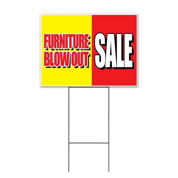Furniture Blow Out Clearance Special (18" x 24") Yard Sign, Includes Metal Step Stake