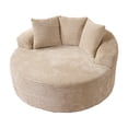 thumbnail image 5 of XIZZI 58.26" Round Chaise Lounge Chair, Oversized Upholstered Sleeper Sofa Bed with Plush Corduroy, Sturdy Sprung Support,Cloud Couch for Living Room Bedroom, Black, 5 of 9