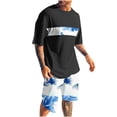thumbnail image 1 of Mangas de Mano para Hombres, Impresión Hawaiana Suelta Casual, Pantalones Cortos Deportivos de Cintura Elástica Y Set de Blusa, 1 of 5