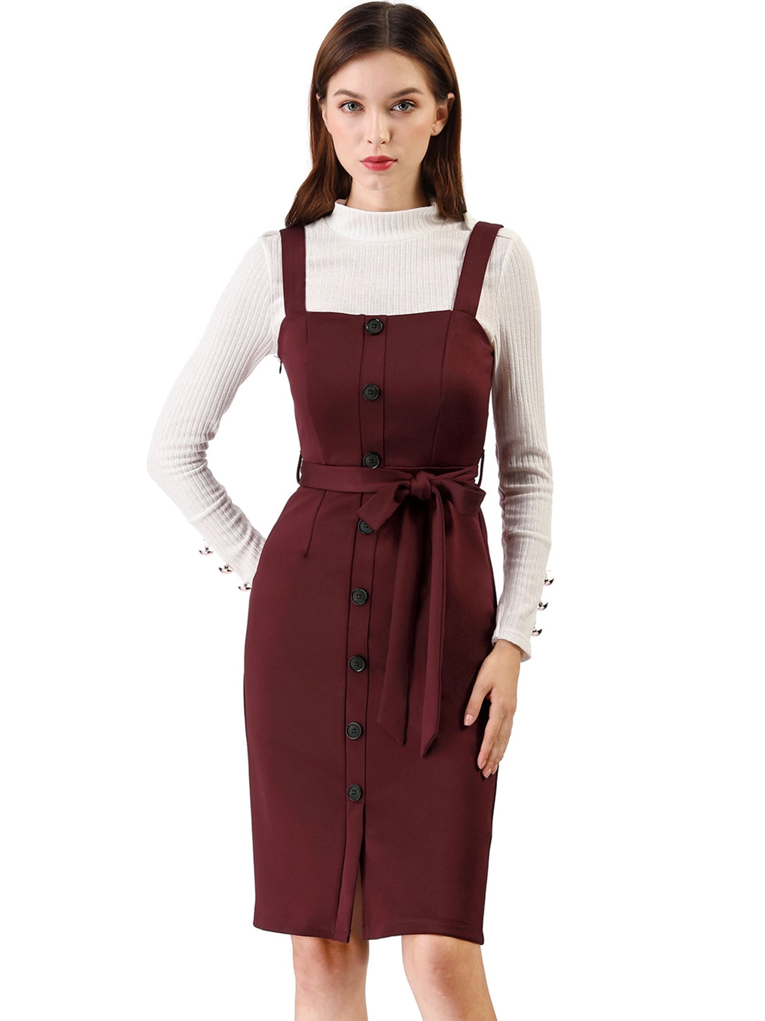 burgundy overall skirt