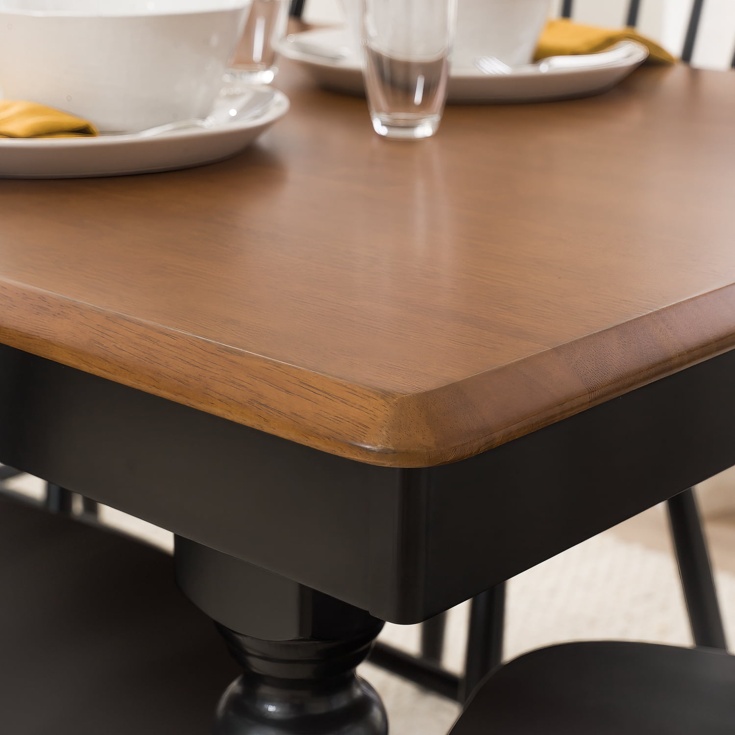 Bush Furniture Sterling 67W Squire Trestle Dining Table in Burnished Medium Brown and Black