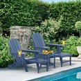 thumbnail image 2 of Hidpriva Outdoor Folding Adirondack Chair Set of 2 with Ottoman and Cup Holder, HDPE Weather Resistant Fire Pit Chair with Retractable Footrest, Blue, 2 of 7