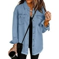 thumbnail image 2 of Women Fashion Washed Denim Shirt Jacket Autumn and Winter Personality Street Jacket Coat, 2 of 5