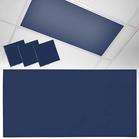 3 Pack Navy Blue Fluorescent Light Covers for Ceiling Lights Solid Color Magnetic Ceiling Light Covers Overhead Light Filters for Office Classroom Home