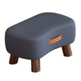 thumbnail image 2 of Reposapiés pequeño otomano con patas de madera, creativo, con asa Azul oscuro, 2 of 9