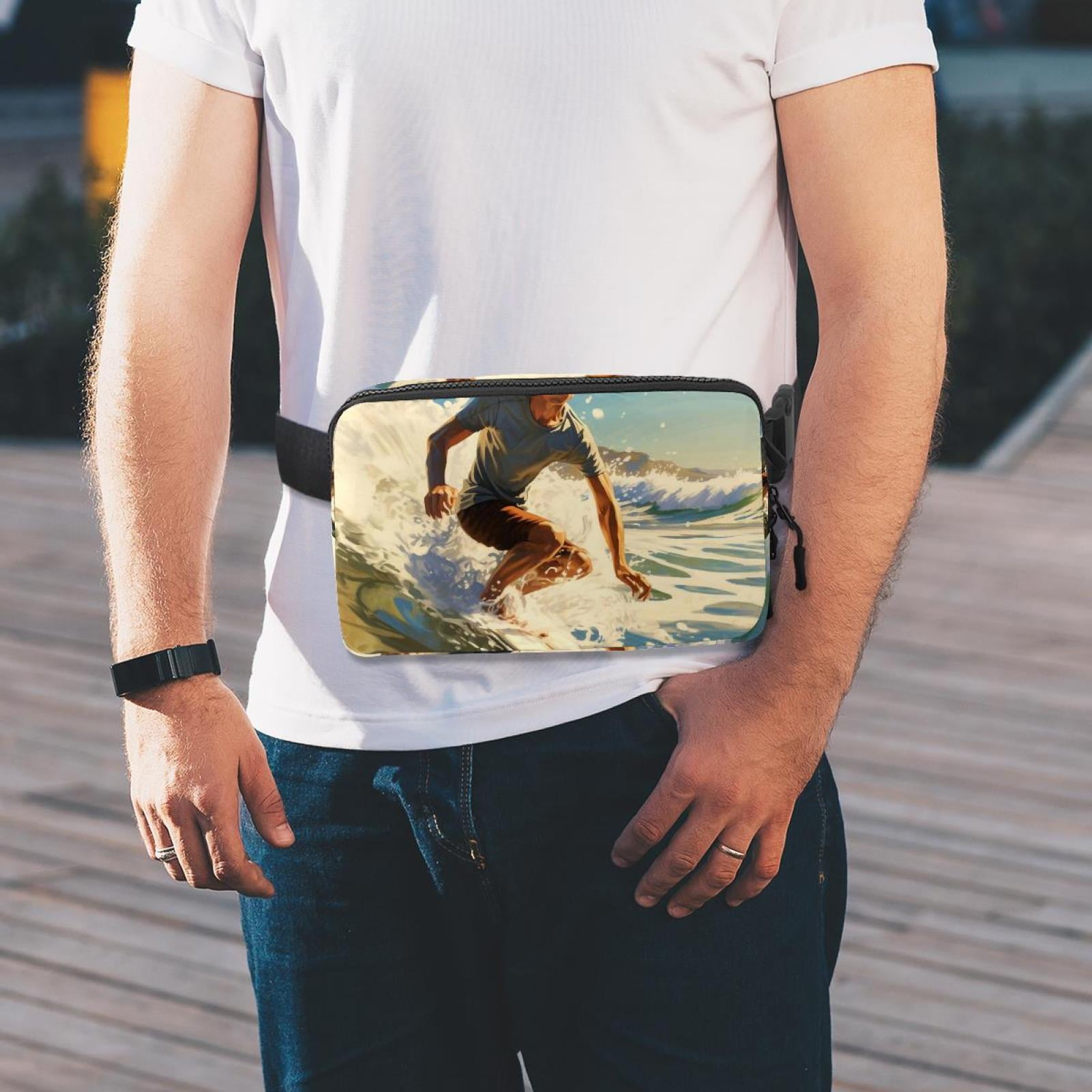Surfing Lightweight Running Belt Waist Bag with Extension Strap and Money Belt - Unisex