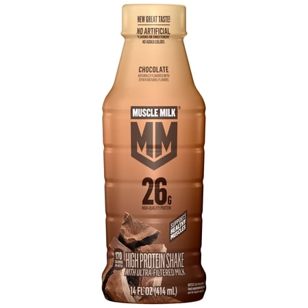 Muscle Milk No Artificial Flavors, Sweeteners, or Added Colors Chocolate High Protein Shake, 14 fl oz Bottle