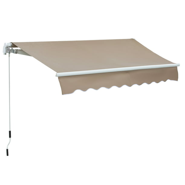 Outsunny 8 X 7 Patio Retractable Awning Manual Exterior Sun Shade Deck Window Cover Com - Outsunny 10 X 8 Patio Manual Retractable Sun Shade Awning