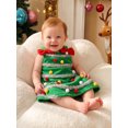 thumbnail image 4 of RUINIXCW Toddler Girl Christmas Dress Colorful Bobbles Red Bow Fleece Overall Dress, 4 of 7