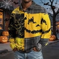 thumbnail image 7 of GrmtClth Mens Novelty Halloween Holiday Polo Tops Long Sleeve Vintage Crack Texture Pumpkin Print Lightweight Comfortable Family Gathering Golf Outfit Shirts Yellow 2XL, 7 of 7