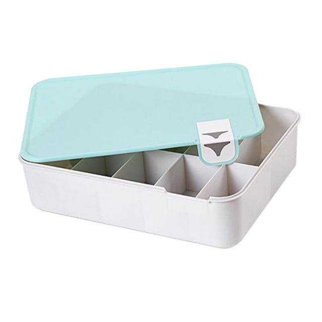 , Contenant de Rangement pour Vêtements, Boîte à Bijoux, Polyvalent, Grande Capacité, avec Couvercle Bleu 10 Compartiments