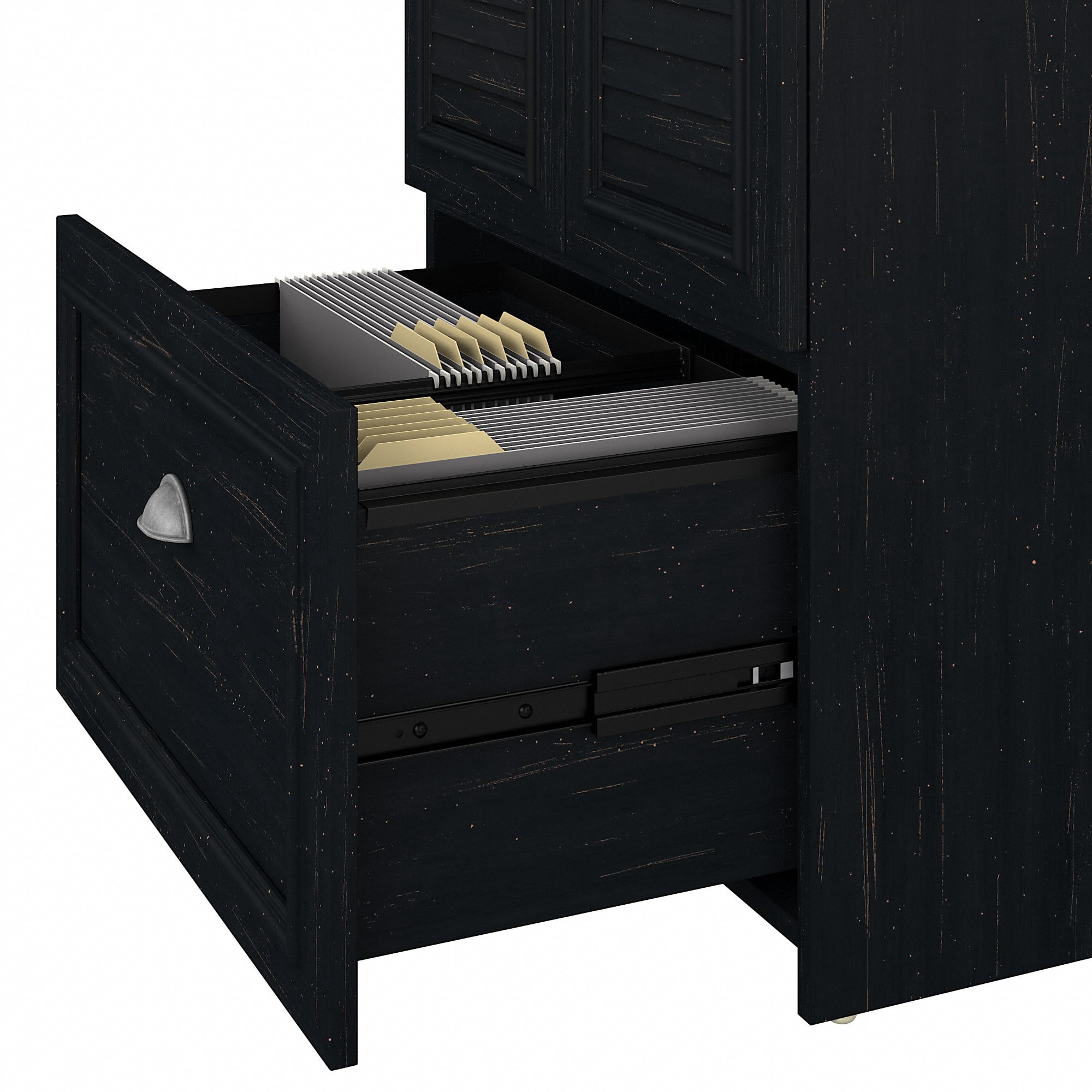 Fairview Storage Cabinet with File Drawer in Black and Cherry - Engineered Wood