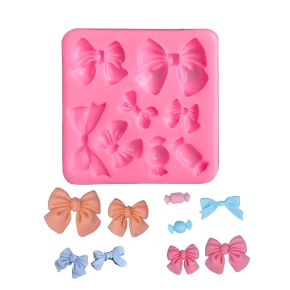Silicone Fondant Mold, 8-Cavity Bow & Candy Chocolate Mold for Cake Decorating, DIY Candy & Chocolate Making