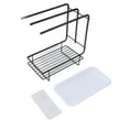 thumbnail image 3 of Dishcloth Rack, Hollow Bottom Quick Drying Dishcloth Drying Rack Prevent Deformation Iron Material Multipurpose  For Bathroom Sink Black,White, 3 of 8