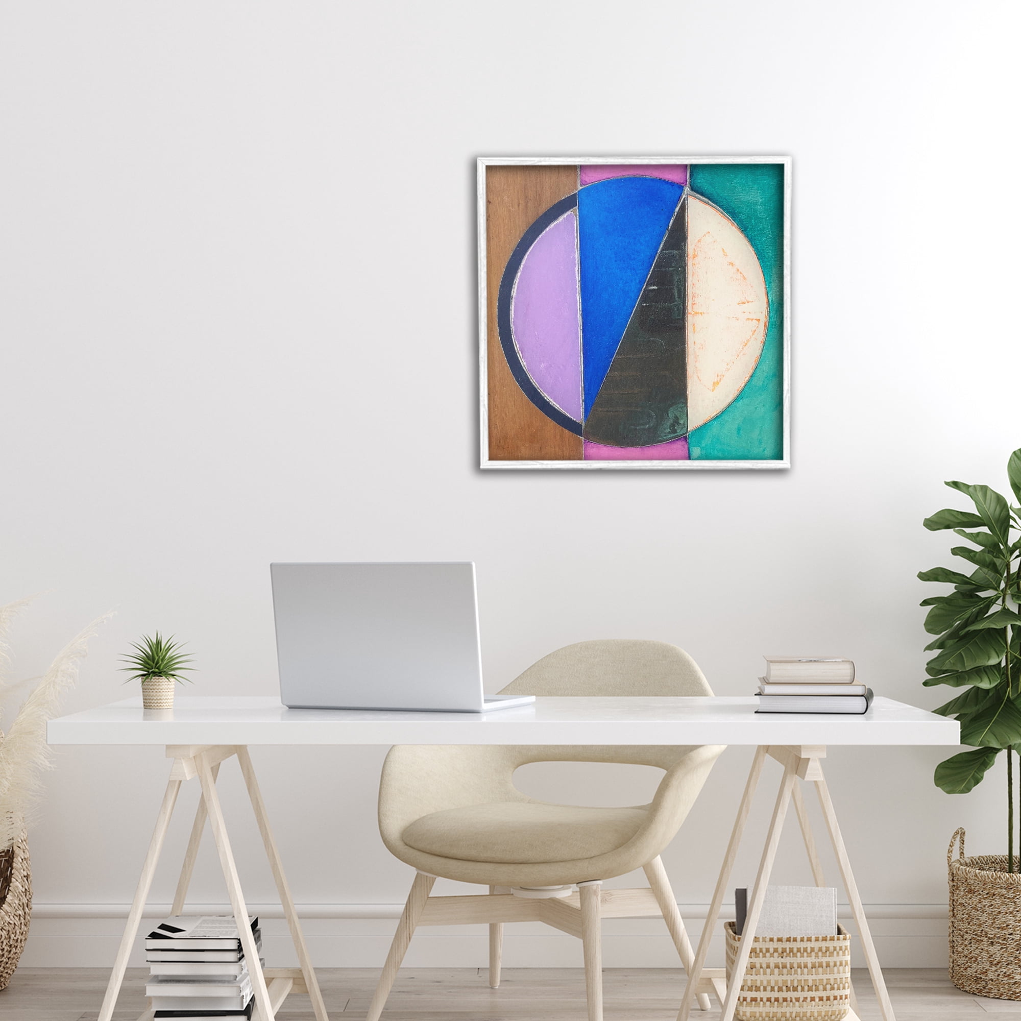 Stupell Industries Split Symmetry Circle White Framed Giclee Art, design by Matthew Finger