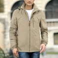 thumbnail image 5 of WTOBBY Men's Plus Size Hooded Windbreaker, Loose Fit Outdoor Long Sleeve Jacket with Adjustable Drawcord Hem, Water-Resistant Casual Coat,Khaki 3XL, 5 of 7