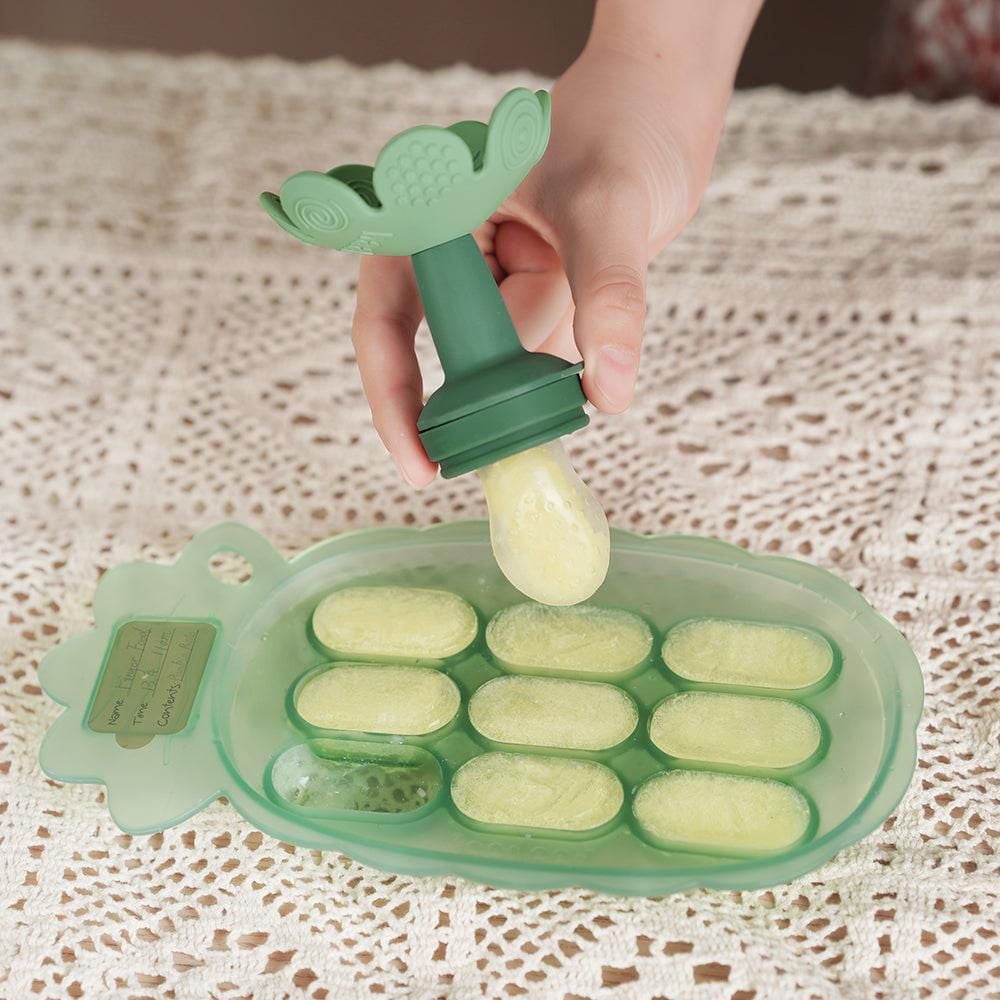 Haakaa Flower Fresh Food Feeder & Cover Set - Green de pois