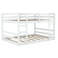 thumbnail image 5 of Harper & Bright Designs Low Bunk Bed Twin over Twin, Wooden Floor Bunk Bed with Ladder, Twin Bunk Bed with Full Guardrails, White, 5 of 9