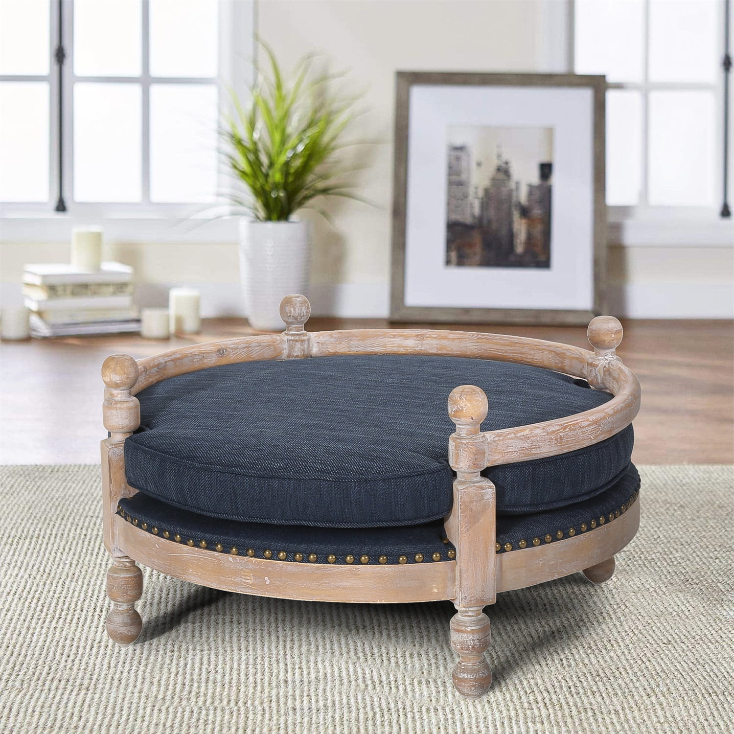 Pefilos 28" Modern Pet Sofa Dog Bed with Velvet Upholstered Mattress Cover and Solid Wood legs, Gray Pefilos 28" Modern Pet Sofa Dog Bed with Velvet Upholstered Mattress Cover and Solid Wood legs, Gray