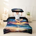 thumbnail image 2 of jejeloiu Tropical Sunset Twin Duvet Cover,Beach Palm Print Twin Bedding For Boys,Multicolor,Black Reversible,2pcs,1 Duvet Cover and 1 Pillowcase, 2 of 6
