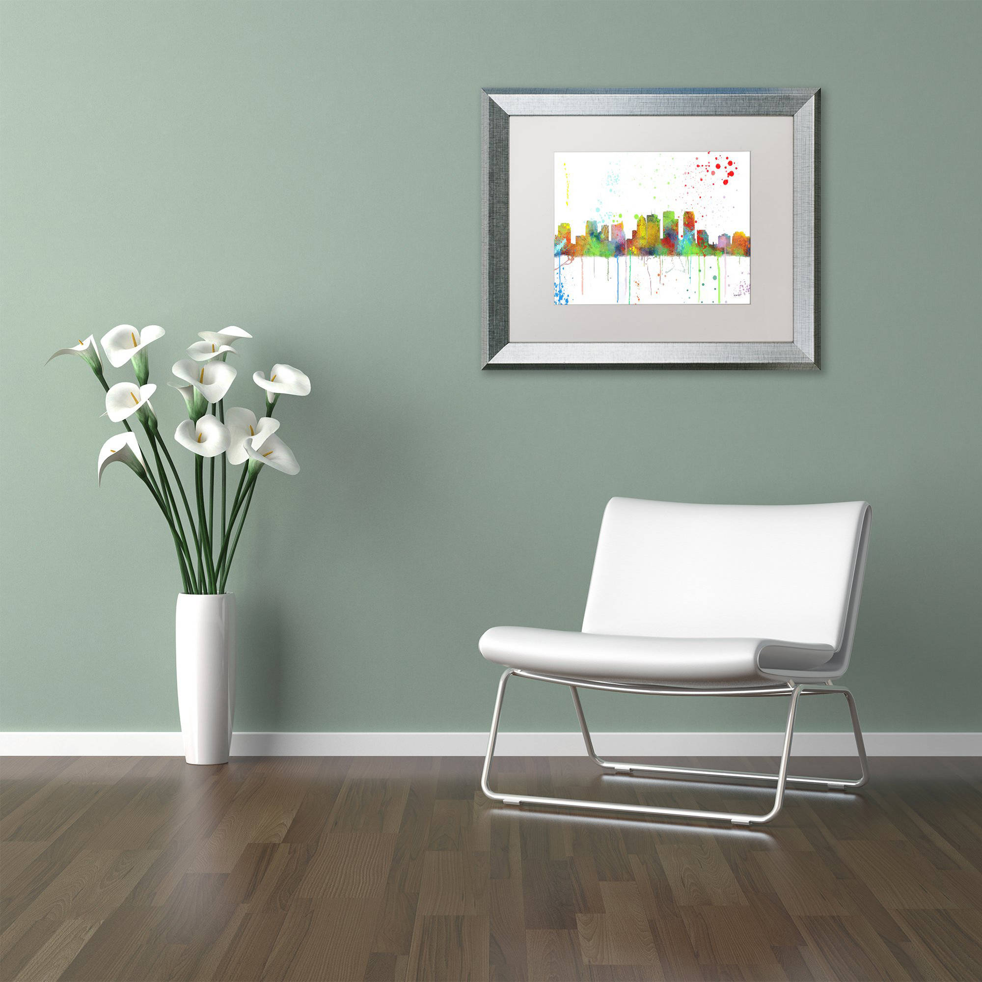 Trademark Fine Art "Tampa Florida Skyline Mclr-1" Canvas Art by Marlene Watson, White Matte, Silver Frame