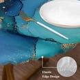 thumbnail image 4 of Gradient Marble Texture Round Fitted Table Cover Marble Texture Modern Art Waterproof Table Cloth with Elastic Edge Wipeable Tablecloth for Picnic Camping Party Fits 36"-44" Diameter, 4 of 8