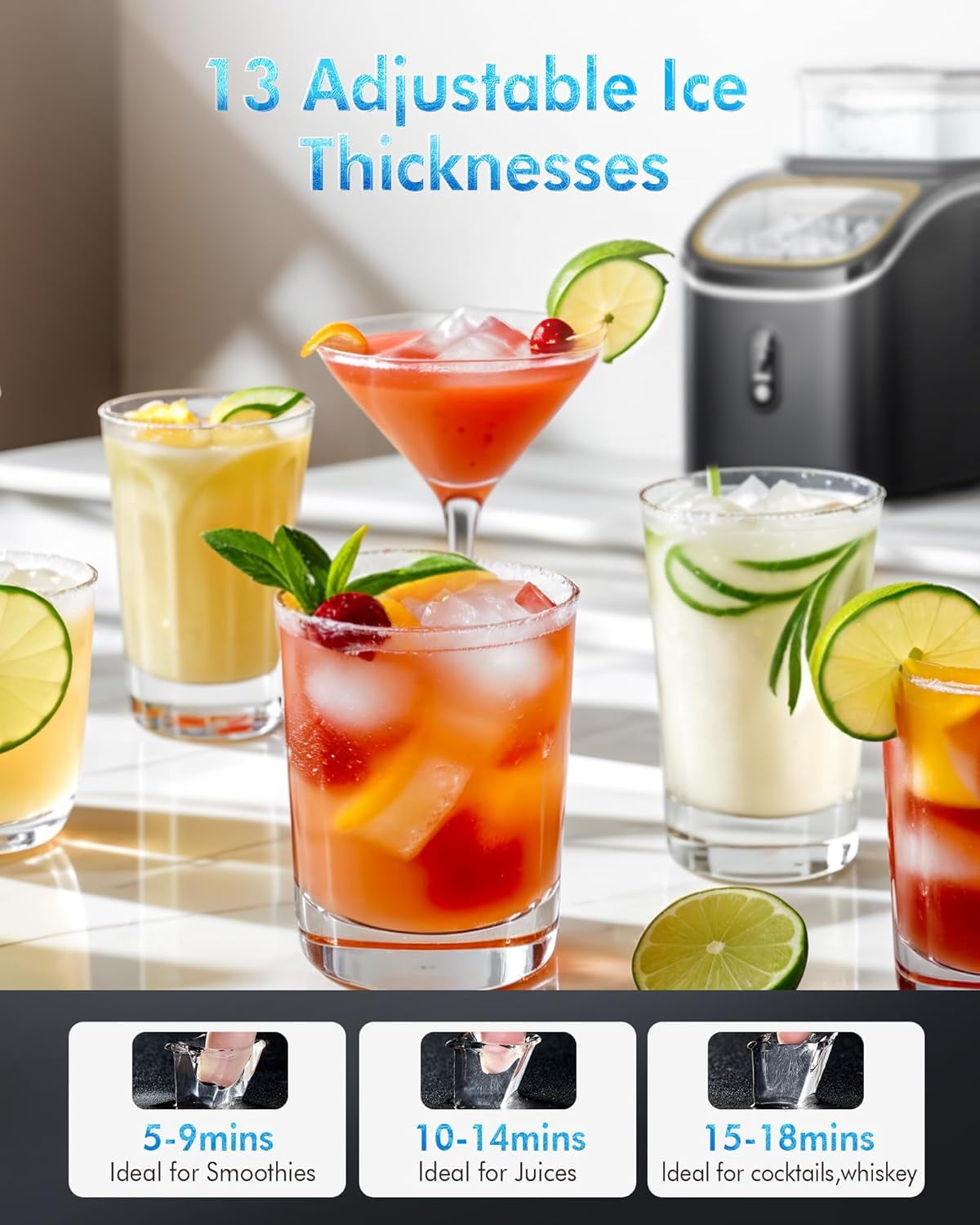 Ice Cube Maker Machine with 0.53 Gal Water Tank Capacity, 33Lbs/Day, 16Pcs/5Mins, 24H Timer, Self-Cleaning, Portable Ice Maker Countertop for Home Kitchen Office