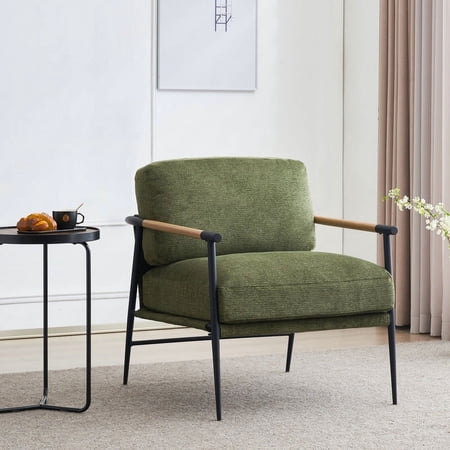 Comfort Stretch Modern Fabric Solid Accent Armchair, Green