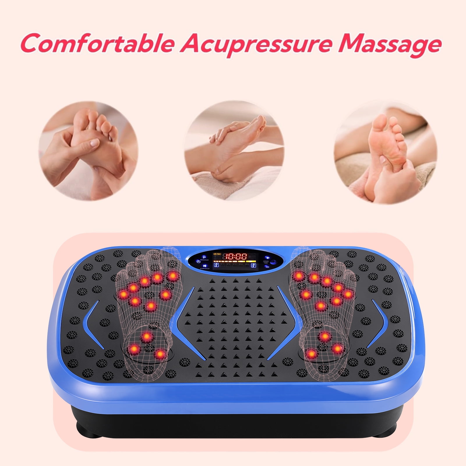 Arlopu Vibration Plate Exercise Machine, Whole Body Workout Vibration Platform w/ 2 Resistance Bands for Wellness and Fitness