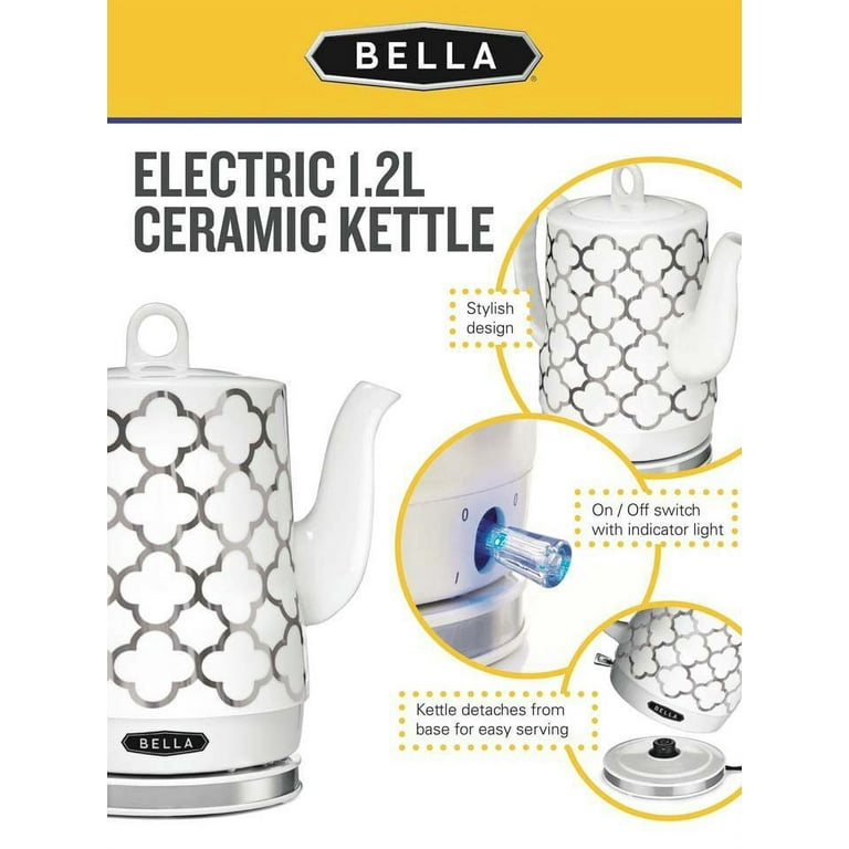Bella 14762 Stylish 1.8 Liter 1500 Watt Ceramic Cordless Electric Kettle  with Innovative 360 Degree Technology, White Marble – BrickSeek