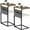 RusticBrown2pc, variant on C Shaped End Table with Storage - Adjustable Height Side Table for Small Spaces