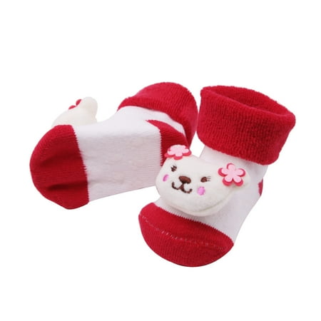 

kpoplk Baby Boy Socks Girls Cotton Socks Socks Cartoon Bell -slip Socks Boys Baby Kids Sock(Red)