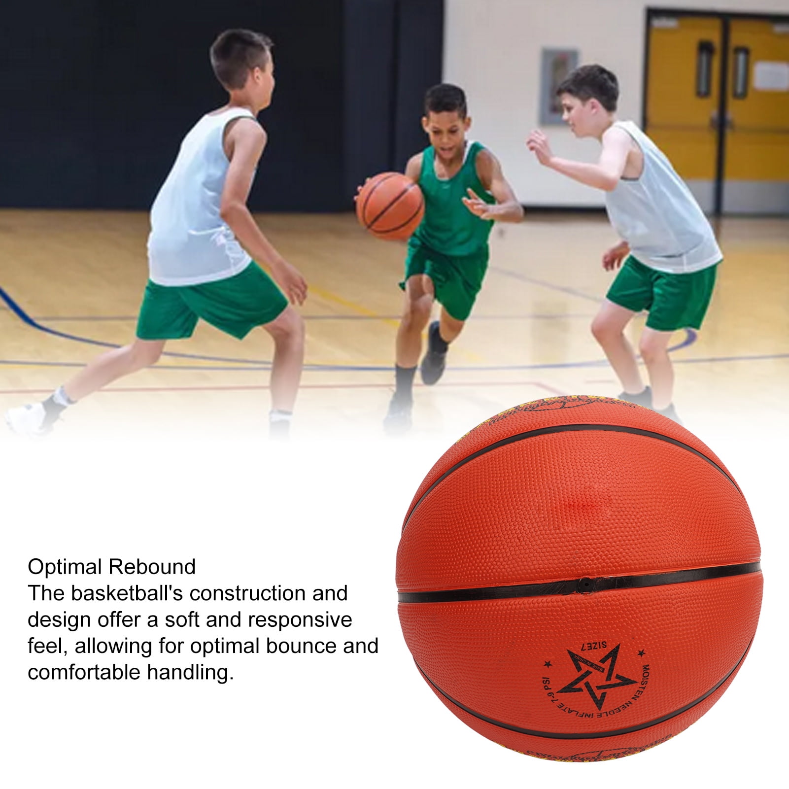 NFTIGB Indoor Outdoor Rubber Basketball Size 7 (29.5 inches / 74.9 cm) Sweat Resistant Grip Youth Competition Training Game Ball Brown