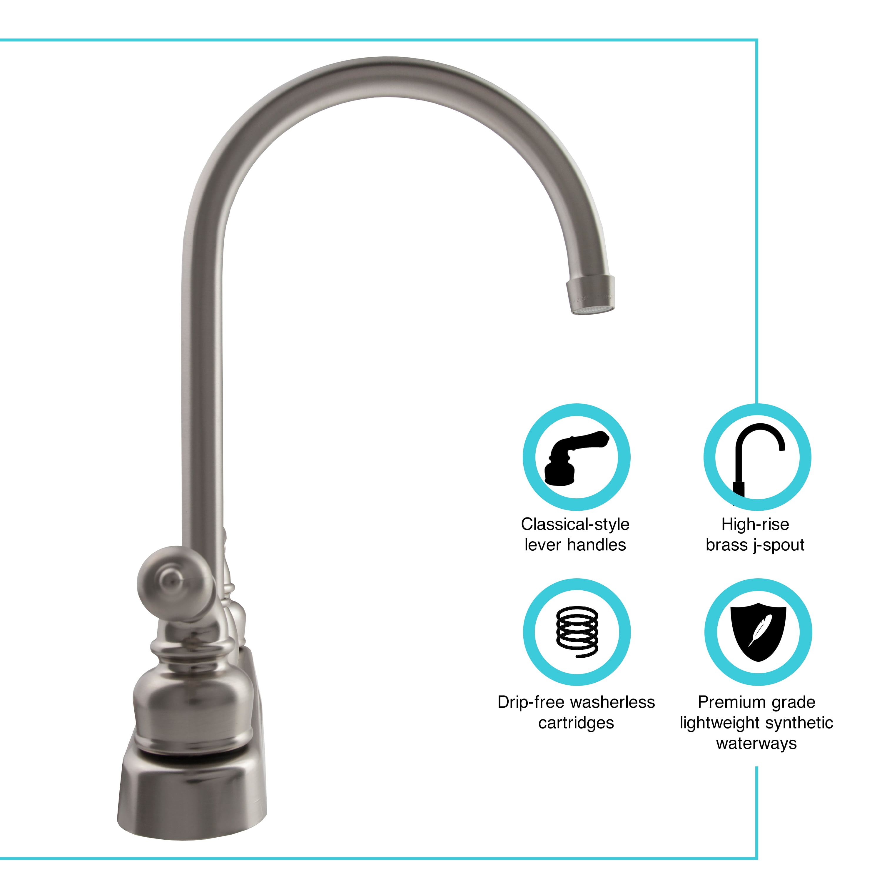 Dura Faucet J-Spout RV Kitchen Faucet - Brushed Satin Nickel