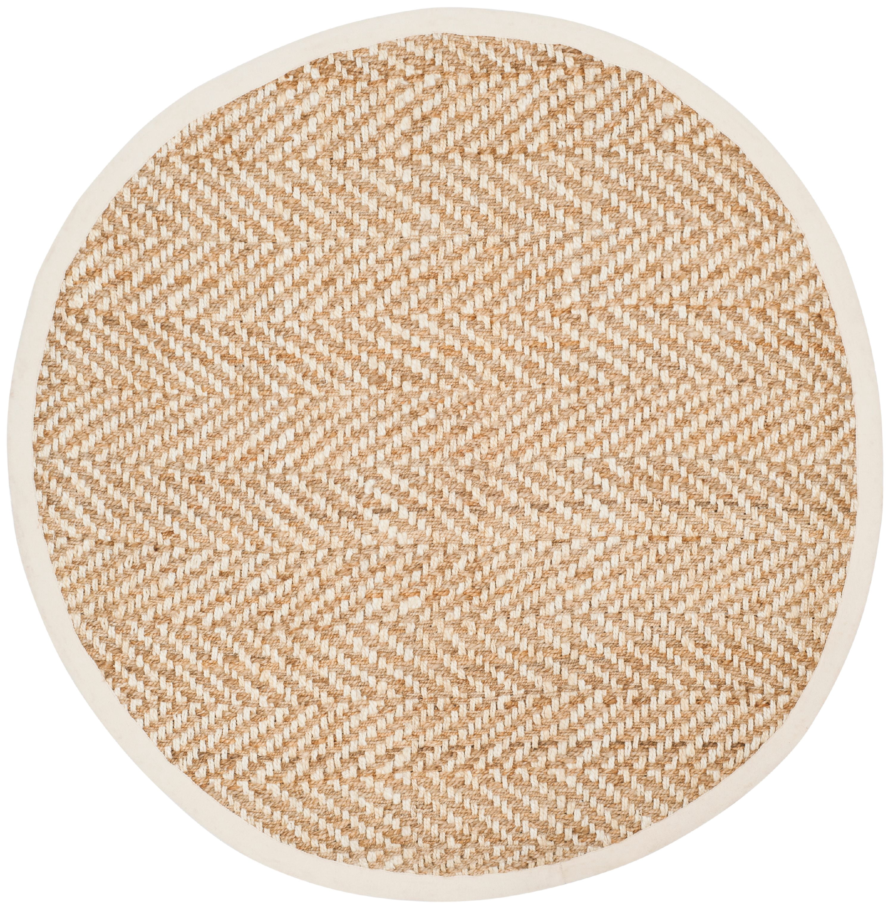 SAFAVIEH Natural Fiber Houston Braided Jute Area Rug, Ivory/Natural, 6' x 6' Round