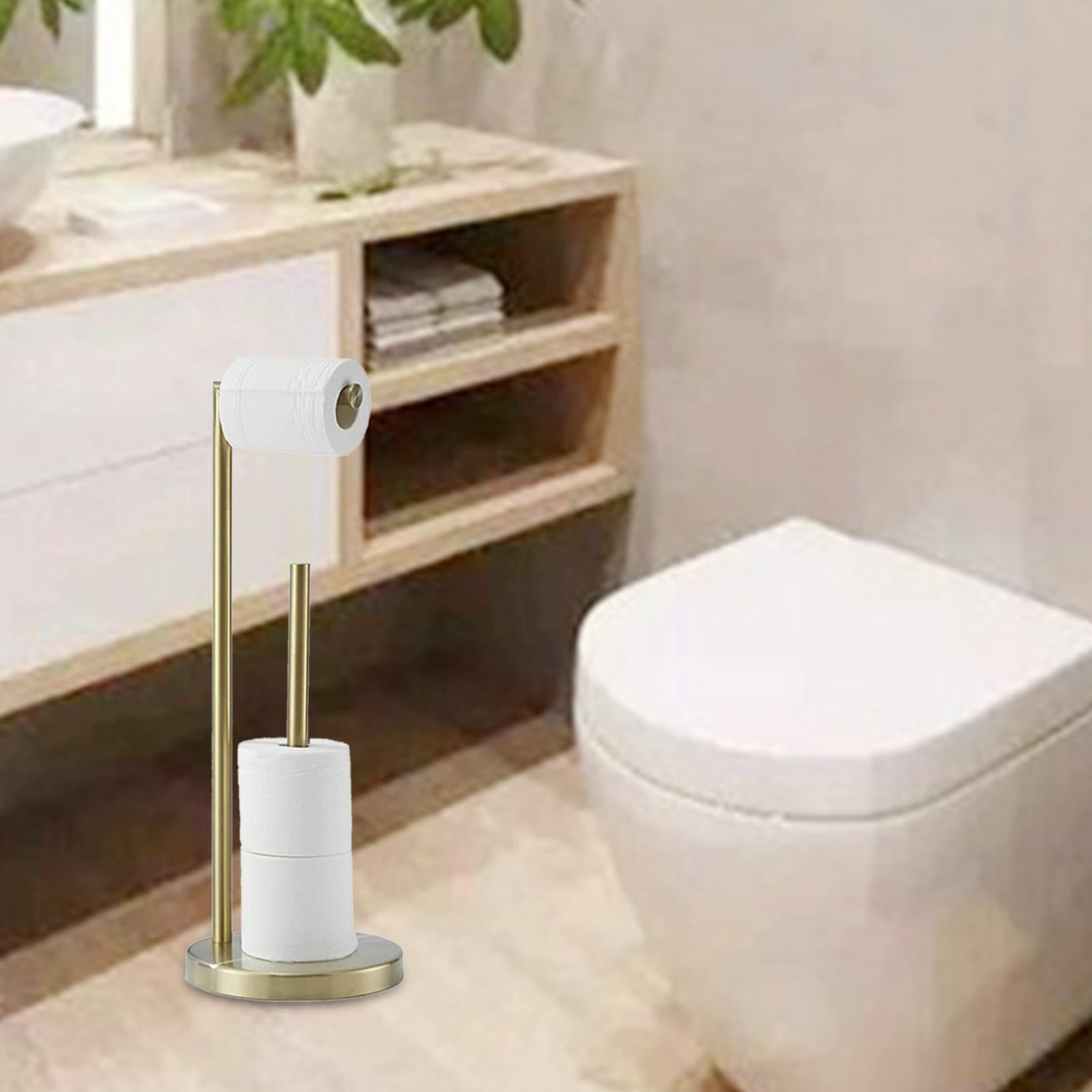 Fiocias Toilet Paper Holder Stand Bathroom Rustproof Floor Holds 3 Rolls Stainless Steel Aureate