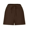 thumbnail image 5 of QATAINLAV Summer Shorts for Women High Waisted Wide Leg Shorts Casual Drawstring Lightweight Beach Shorts Vacation Solid Color Short Pants with Pockets Brown S, 5 of 7