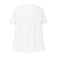 thumbnail image 4 of Cotton Linen Cute Summer Tops Ruffle Short Sleeve V Neck Pleated T Shirts for Women Loose Fit Solid Casual Tees (XX-Large, White), 4 of 6