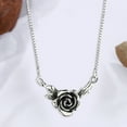 thumbnail image 6 of Lifetechs Women Necklace Vintage Floral Black Rose Stainless Old Design Neck Decoration Silver Color Smooth Edge Rose Pendant Necklace Party Jewelry, 6 of 7