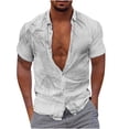 thumbnail image 2 of OKBOP Mens Button Up Shirts,Golf Beach Summer Fashion Crew Neck Button Up Short Sleeve Pattern T-shirt with Pocket Fathers Day Gift White S(4), 2 of 5