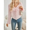 thumbnail image 5 of Women'S Y2k Aesthetic Trendy Long Sleeve Shirt Cute Ruched Drawstring Slim Fit Pullover Tops Y2k Clothes Pink XXL, 5 of 7