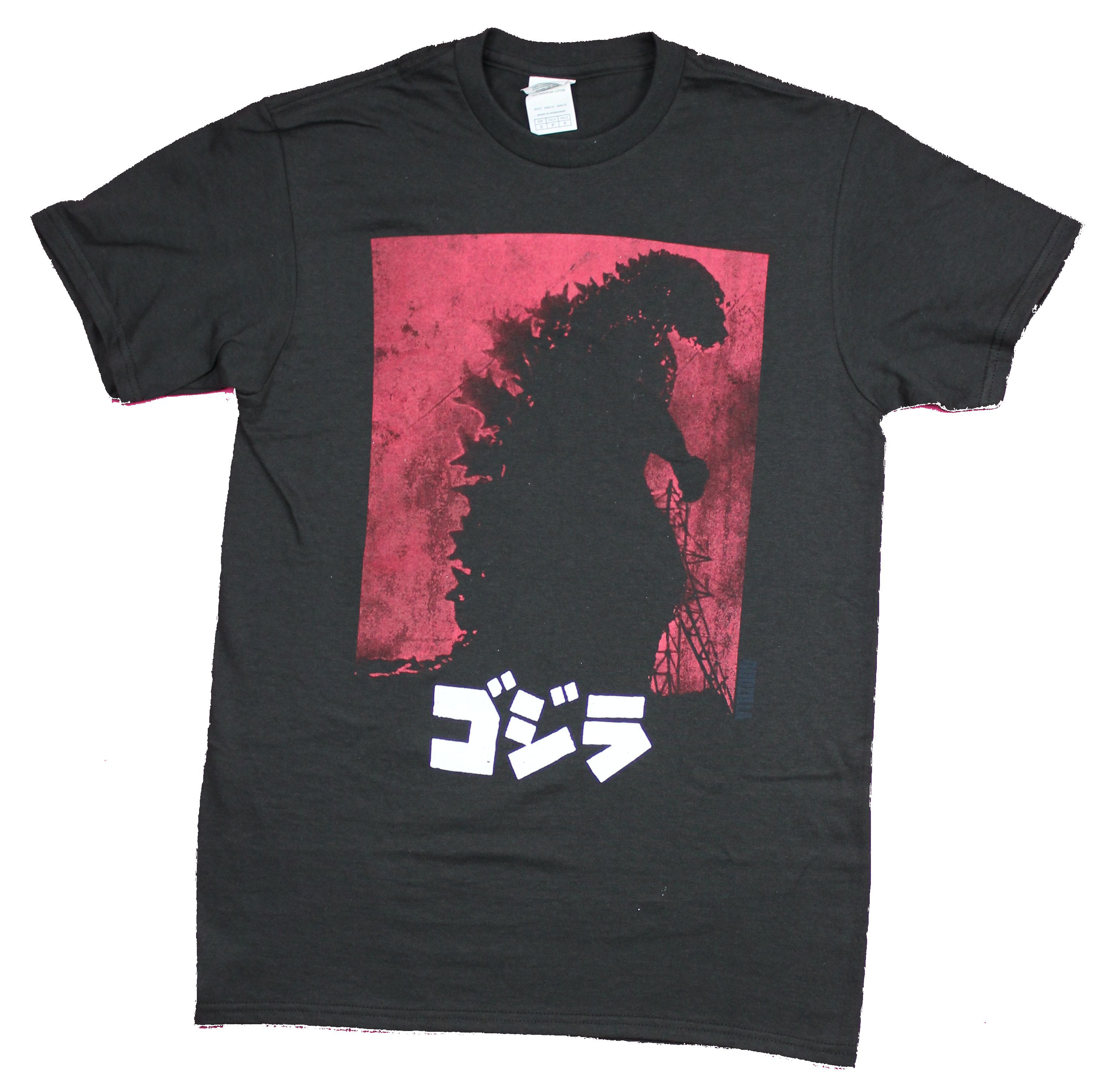 Changes - Godzilla Mens T-Shirt - Black and Red Silhouetted Image Over ...