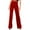 Red, variant on Women Solid Color Mid Waist Cotton Pants - Loose Straight, Pockets, Golden Velvet, Casual Trousers